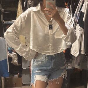 Korean Street brand, silk crop blouse. S size